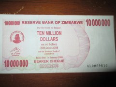 Almost worthless ten million Zimbabwe dollars
