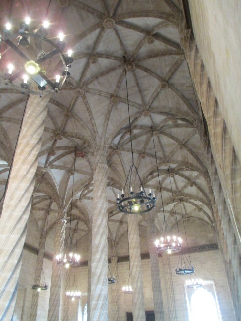 Ceiling of La Lonja de la Seda, originally painted blue with gold stars